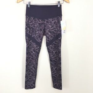 Z by Zella Purple Plum Geometric Pattern Leggings Mid‎ Rise Women’s Sz XS NEW